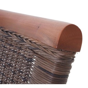 Detailansicht: Rattangeflecht und Holzgriff des MCW Esszimmerstuhls Sinio (6er-Set).