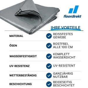 Silberne Karat Abdeckplane 2x3m: Wasserdichte Schutzplane mit Ösen für Garten, Camping & mehr.