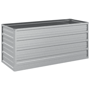 Silbernes vidaXL Garten-Hochbeet aus Stahl, 100x40x45 cm, ideal für Garten, Balkon und Terrasse.