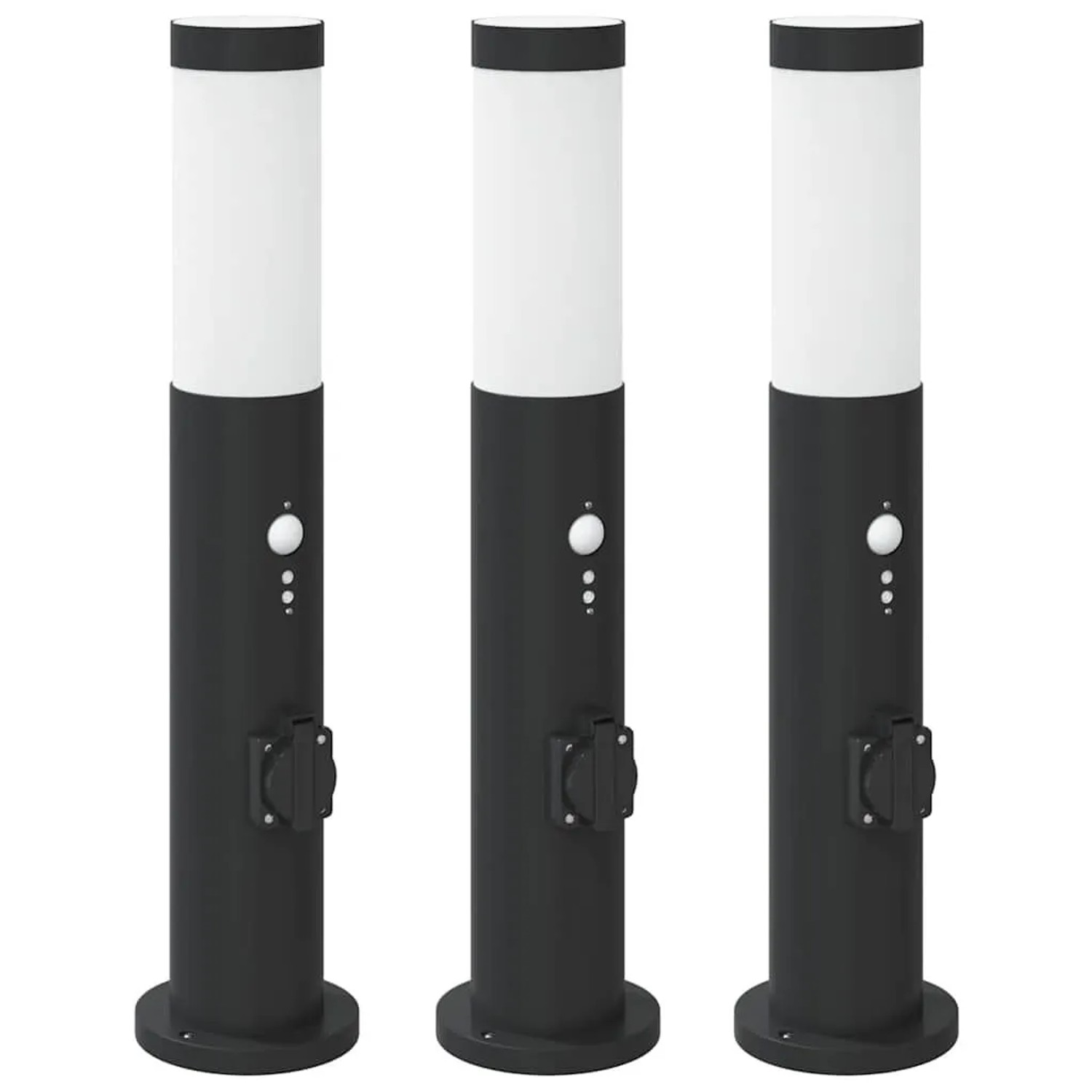 vidaXL Pollerleuchten mit Sensor&Steckdose 3er 50 cm Edelstahl IP44 4006042