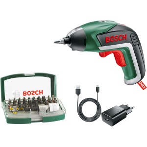 Bosch IXO 5 Akkuschrauber Set mit Akku, Ladegerät und Bit-Set.