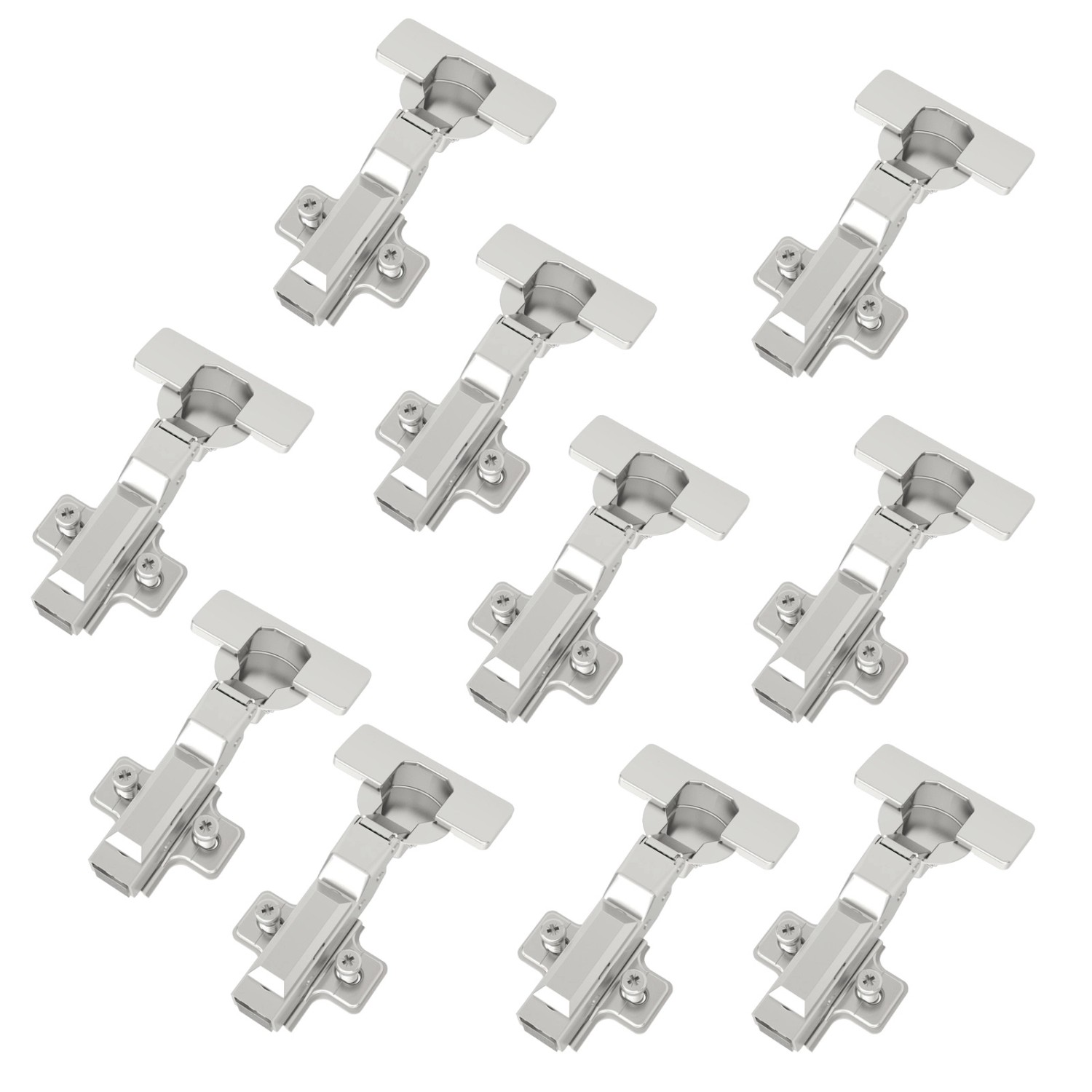 SOTECH Smooth 10 x Topfband T45 105 Grad Mittelanschlag Halb Aufliegend mit Dämpfer und Kreuzplatte inkl. Abdeckkappen