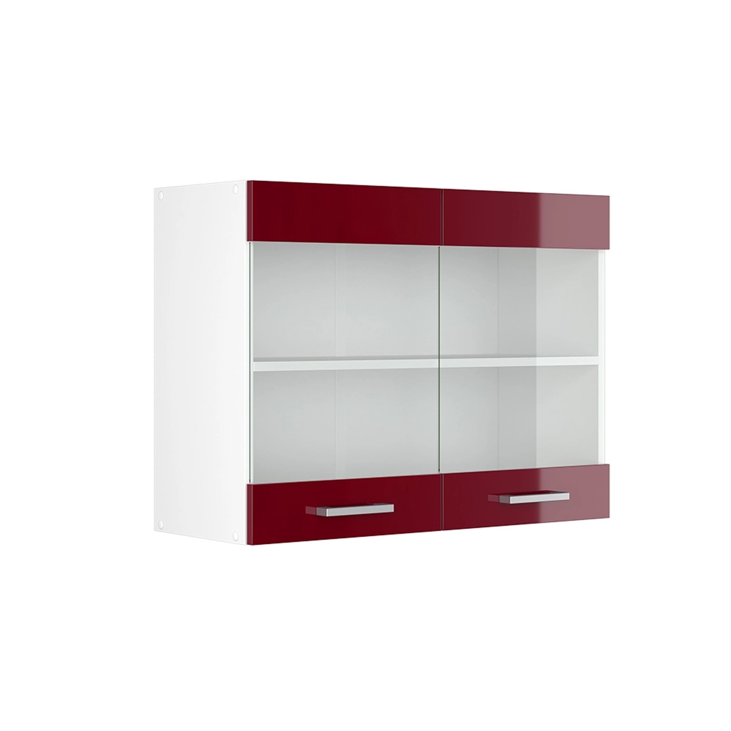 Vicco Küchenglasschrank R-Line Glashängeschrank Bordeaux Hochglanz/Weiß 80 cm