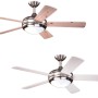 AIRERYDER Deckenventilator Ursa mit Nickel-Gehäuse, weißen und Pinien-Flügeln, mit Beleuchtung.