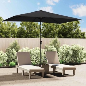 Schwarzer vidaXL Sonnenschirm 300x200 cm mit Metallmast für Garten oder Terrasse.