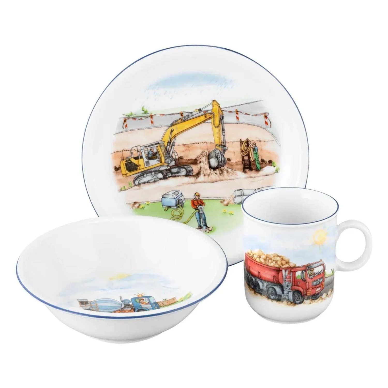Seltmann Weiden Compact Kindergeschirr Set 3-teilig Auf der Baustelle
