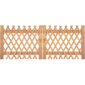 Braunes Jägerzaun Doppeltor aus Holz, 300x120 cm, für Gartenzäune.