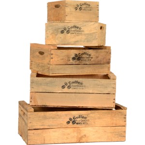 5-teiliges Deko Holzkisten-Set im Vintage-Look zur Aufbewahrung und Dekoration.
