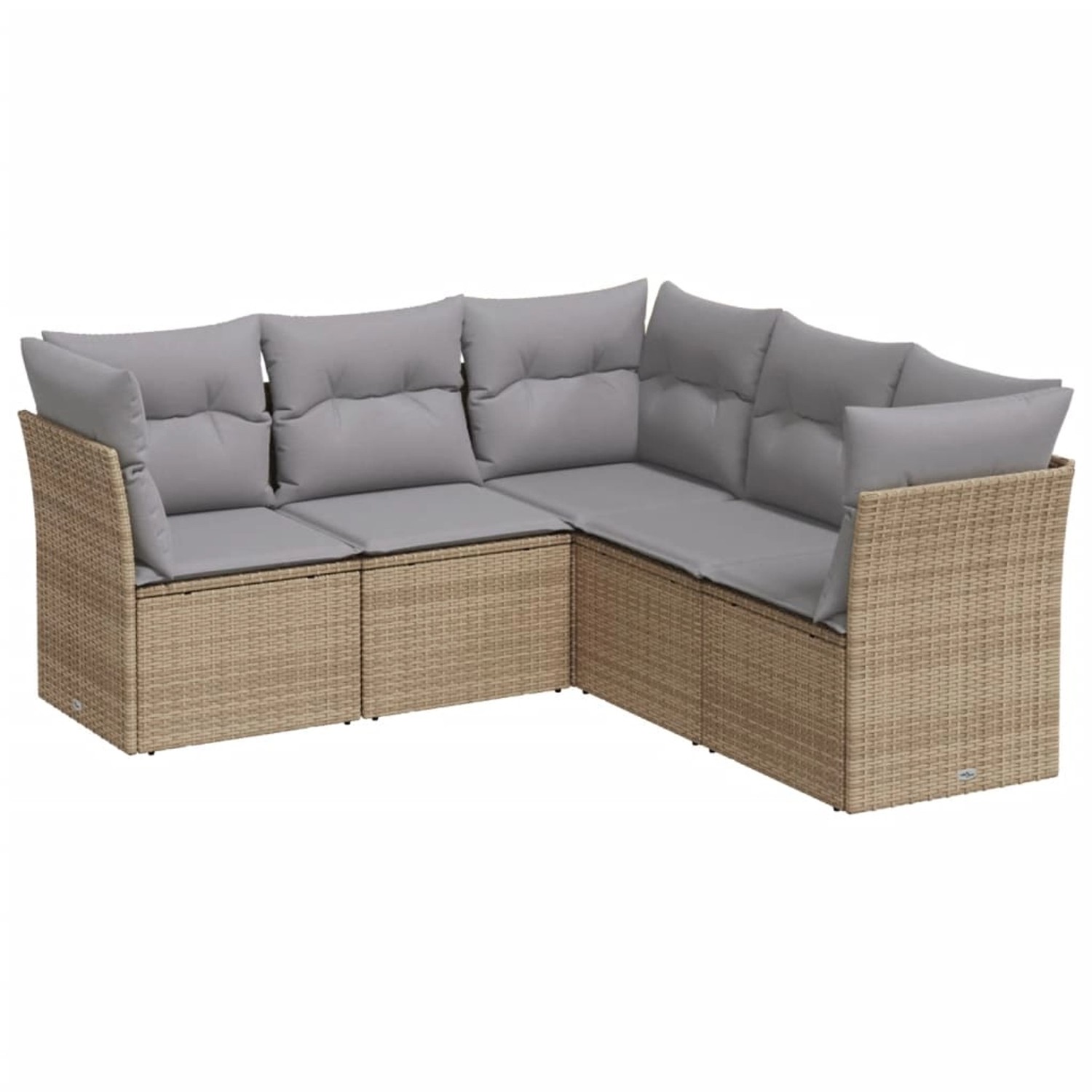 vidaXL 5-tlg Garten-Sofagarnitur mit Kissen Beige Poly Rattan Modell 19