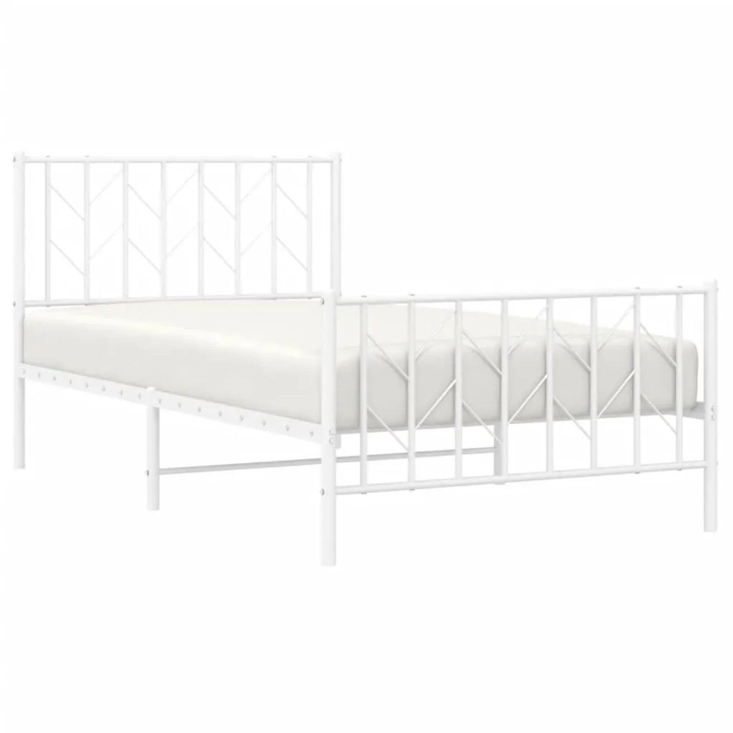 vidaXL Bettgestell mit Kopfteil und Fußteil Metall Weiß 100x190 cm 374498 günstig online kaufen