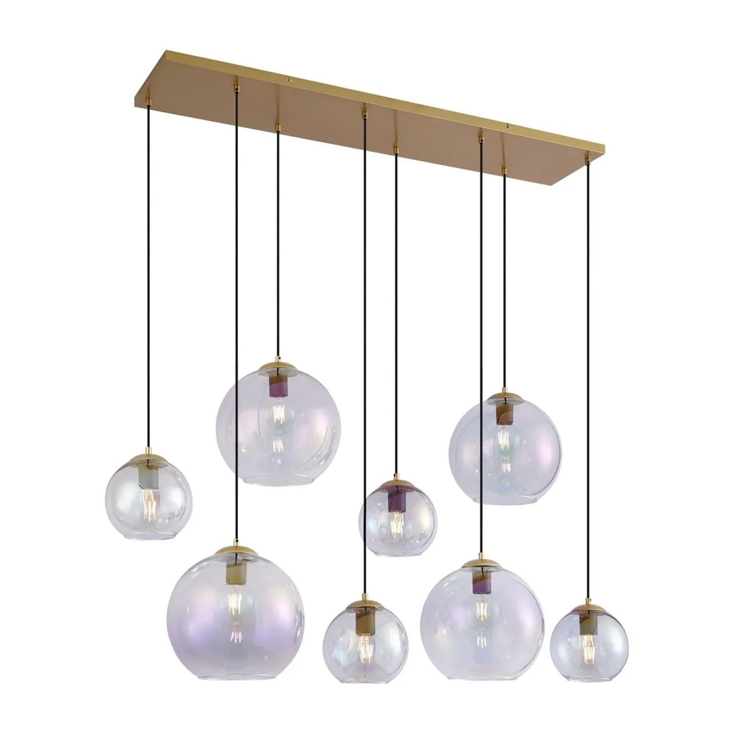 QAZQA Art-Deco-Hängelampe Gold mit Regenbogen-Glas 8-flammig Sandra