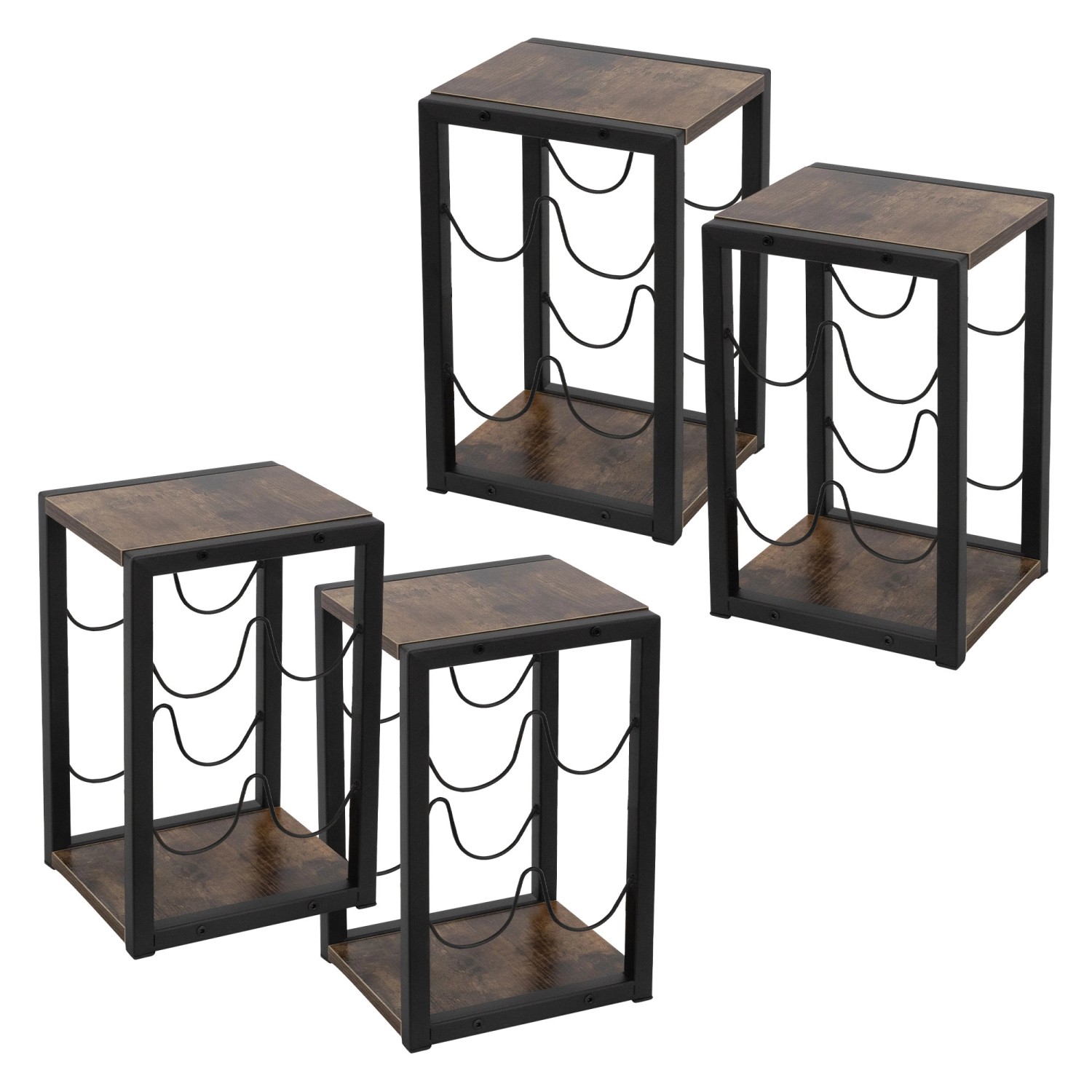 ML-Design 4x Weinregal für 4 Flaschen 24x21x37,5cm Freistehendes aus Holz M günstig online kaufen