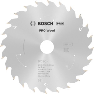 Bosch Kreissägeblatt Standard für Wood, 136 mm, 24 Zähne. Silbernes Sägeblatt für Akkusägen.