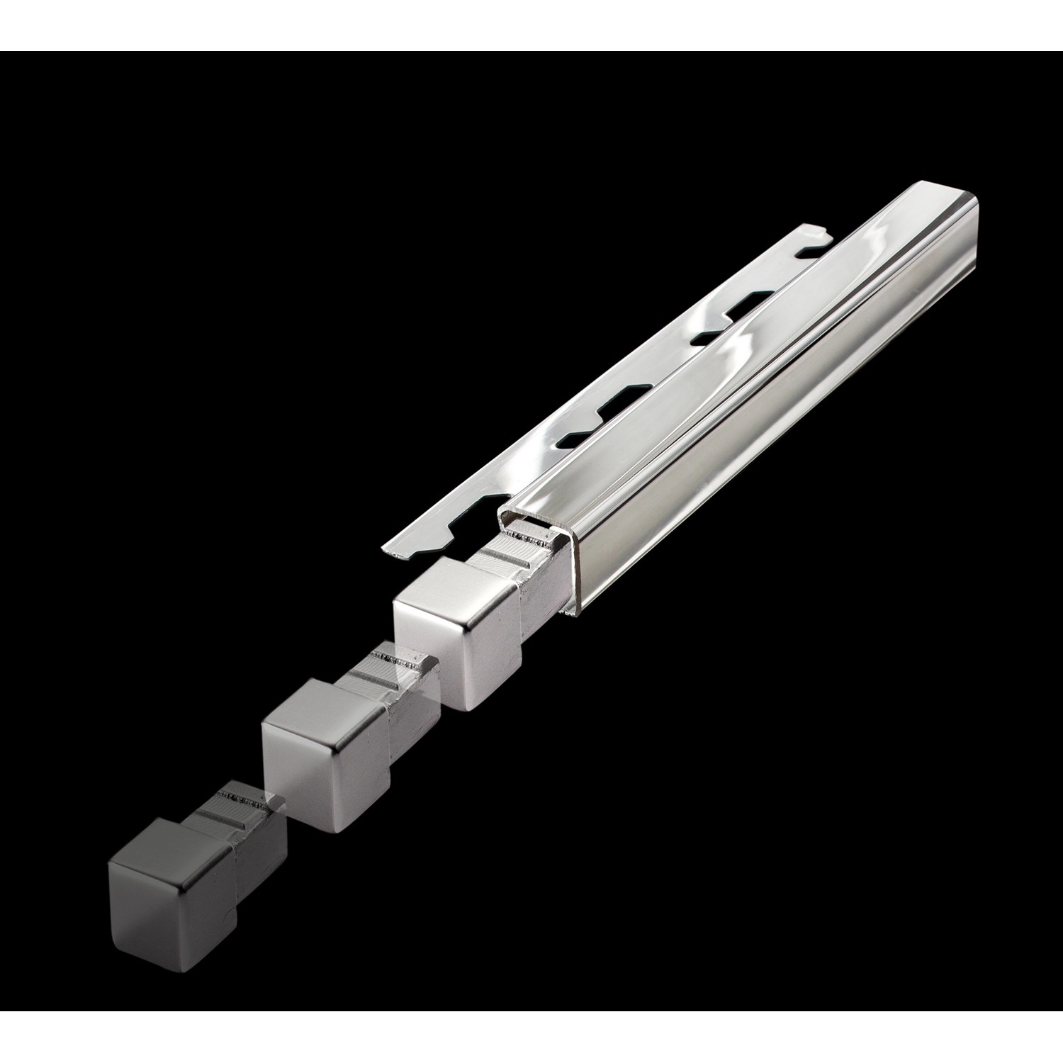 Ecke für Quadrat-Abschlussprofil, Alu eloxiert, Titan gebürstet, 10 mm, 2 Stück.