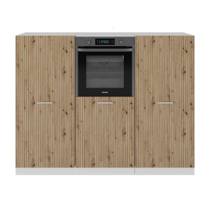 Vicco R-Line Küchenblock 180 cm in Artisan Eiche/Weiß mit Backofenumbau.