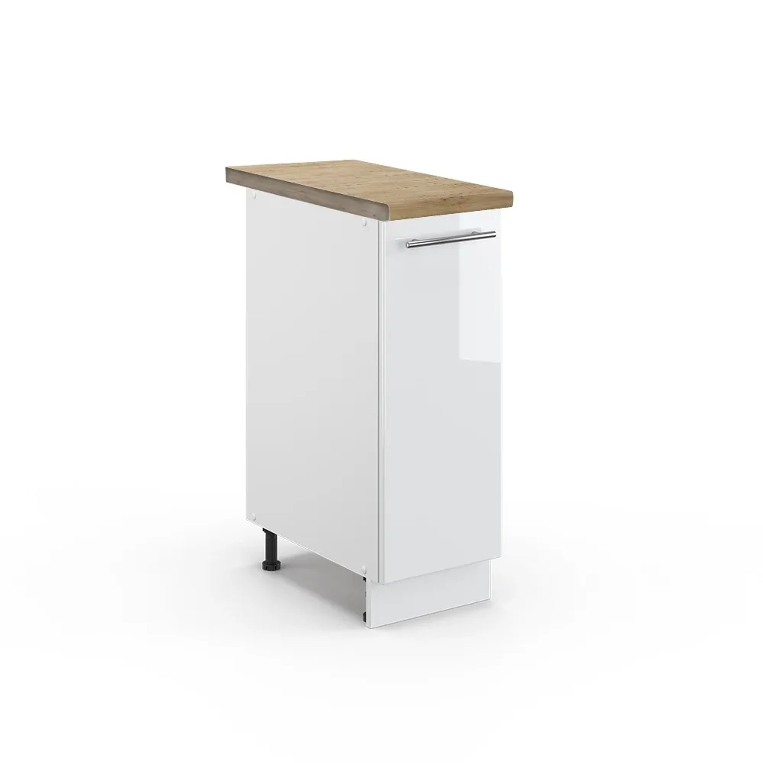 Vicco Apothekerschrank Fame-Line Medizinschrank für die Küche Weiß Hochglanz/Weiß 30 cm AP Eiche