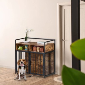 Relaxdays Hundekäfig Metall Schwarz Braun Abschließbar 85 cm x 80 cm x 54 cm 22,3 kg