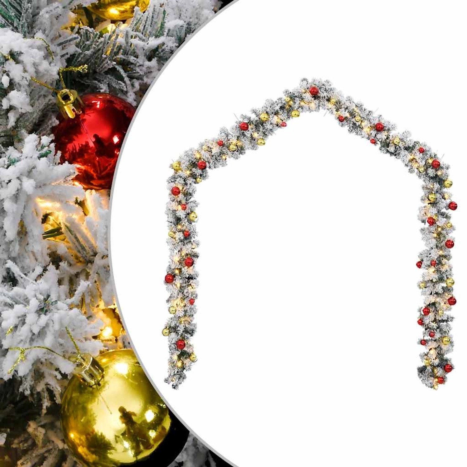 vidaXL Weihnachtsgirlande mit Kugeln und LED-Leuchten Grün 10 m PVC 4019673_2
