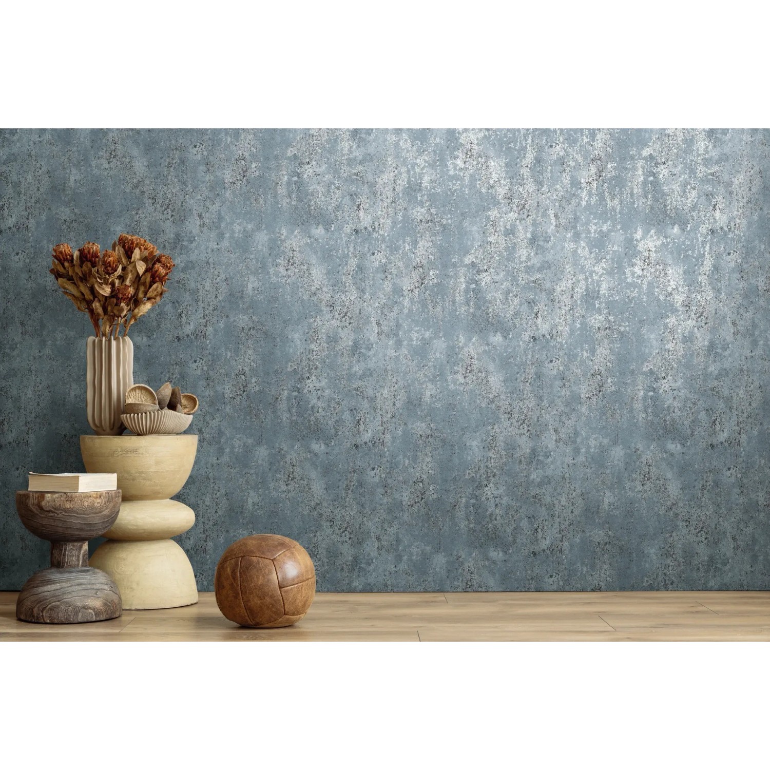 A.S. Creation Vliestapete in Blau-Metallic mit Struktur-Oberfläche, passend zur Dekoration.