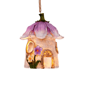 Mehrfarbiges Deko-Häuschen mit Solar-LED-Licht, 22 cm, aus Polyresin für den Innenbereich.