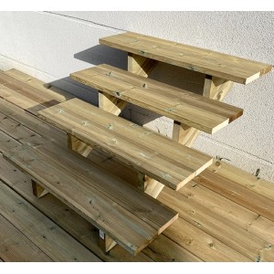 Vinuovo Gartentreppe aus Holz, 4 Stufen, 100 cm breit, ohne Setzstufen.