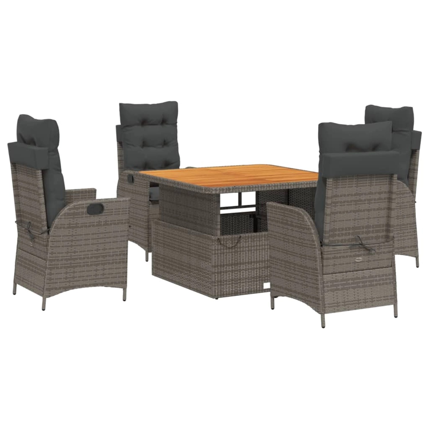vidaXL 5-Tlg Garten-Essgruppe mit Kissen Grau Poly Rattan 3277461 günstig online kaufen