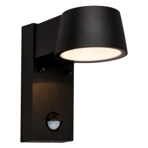 Schwarze Telefunken LED-Außenwandleuchte mit Sensor, 16,5x9,5x15,5 cm. Wandlampe mit Bewegungsmelder.
