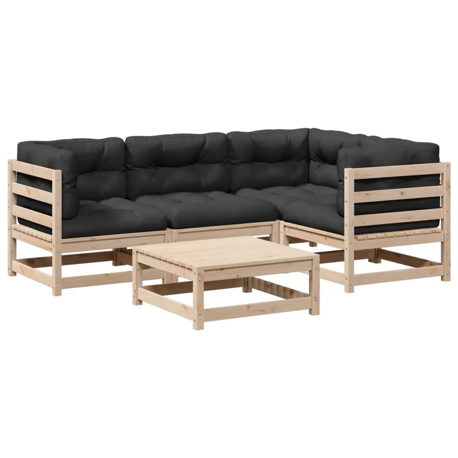 vidaXL 5-Tlg Garten-Sofagarnitur mit Kissen Massivholz Kiefer 3299423 günstig online kaufen