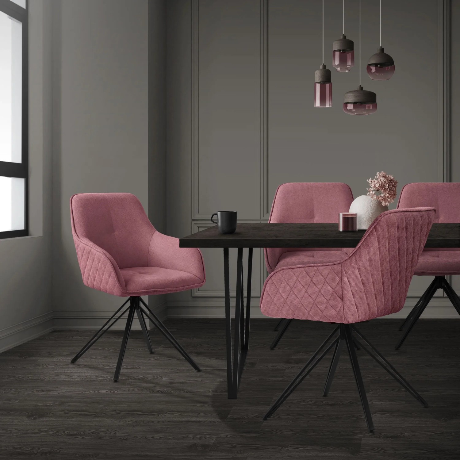 ML-Design Esszimmerstuhl drehbar gepolstert Altrosa mit Rückenlehne kaufen bei OBI