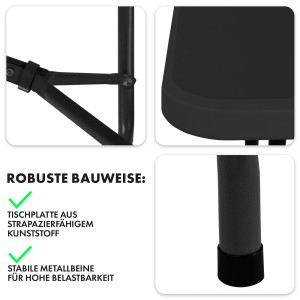 Detailansicht: KARAT Klapptisch Kyoto, wetterfest, schwarze Tischplatte und Stahlbeine.