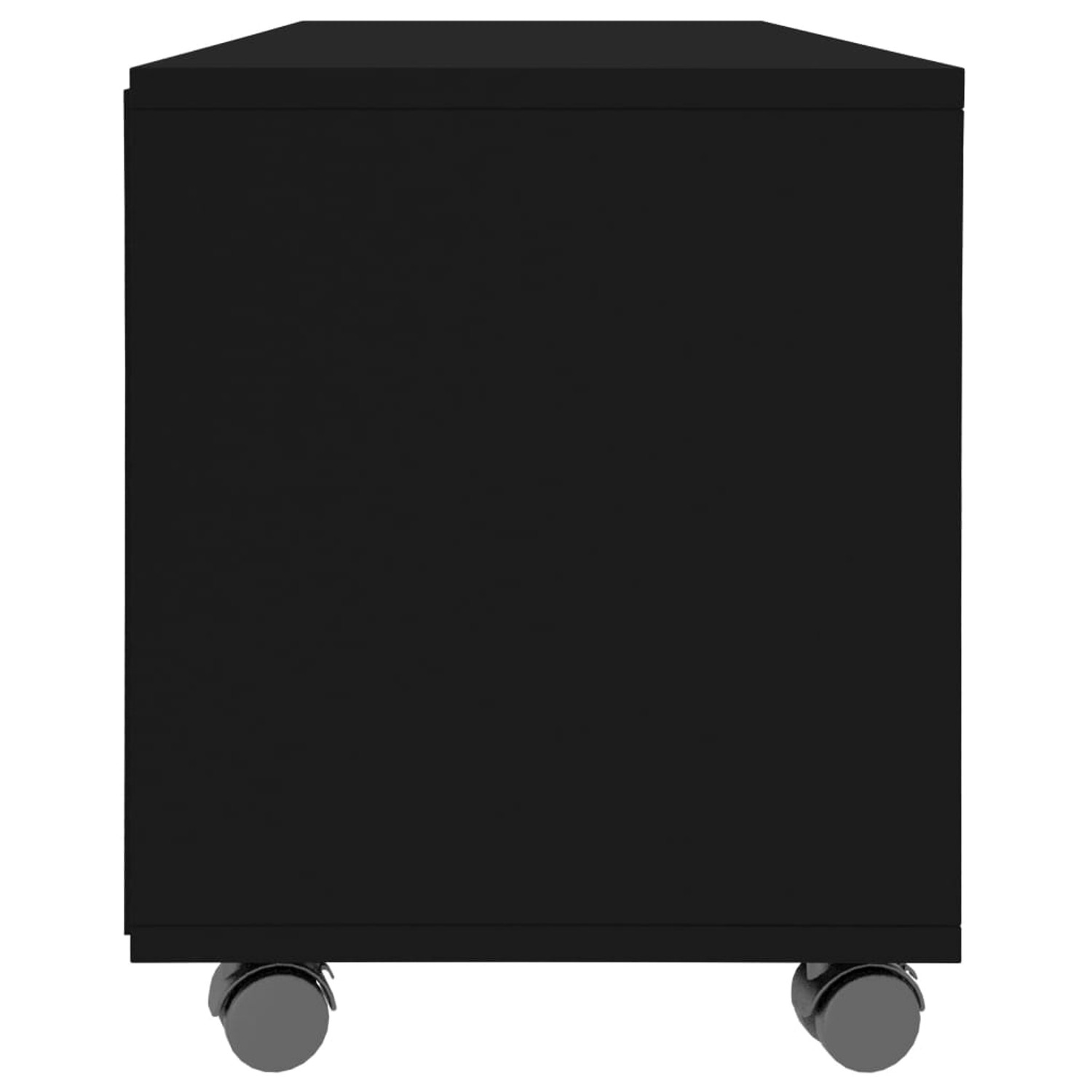 Schwarzer VidaXL TV-Schrank mit Rollen, 90x35x35 cm, aus Holzwerkstoff.