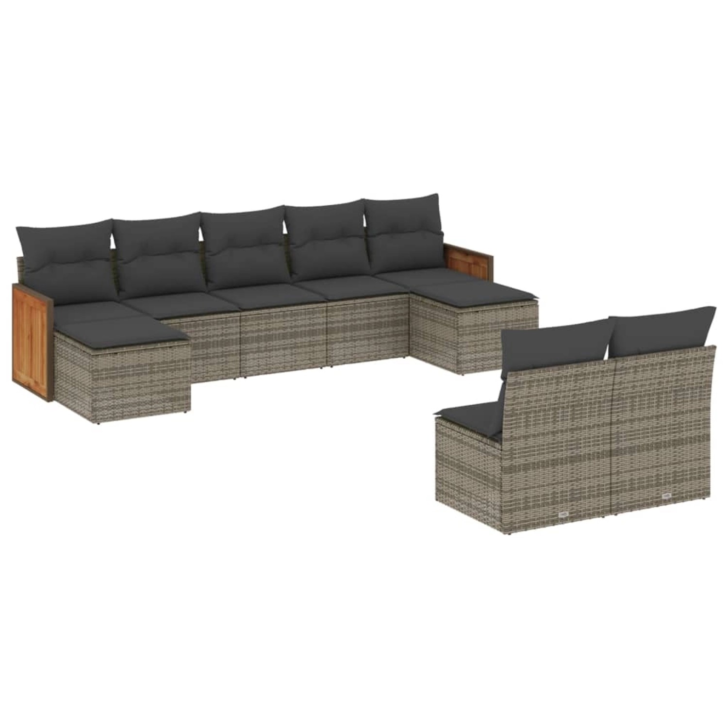 vidaXL 9-Tlg Garten-Sofagarnitur mit Kissen Grau Poly Rattan 3228055 günstig online kaufen