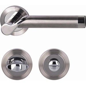 Rosettengarnitur Solid Edelstahl poliert-satiniert für Bad & WC-Türen.