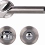 Rosettengarnitur Solid Edelstahl poliert-satiniert für Bad & WC-Türen.