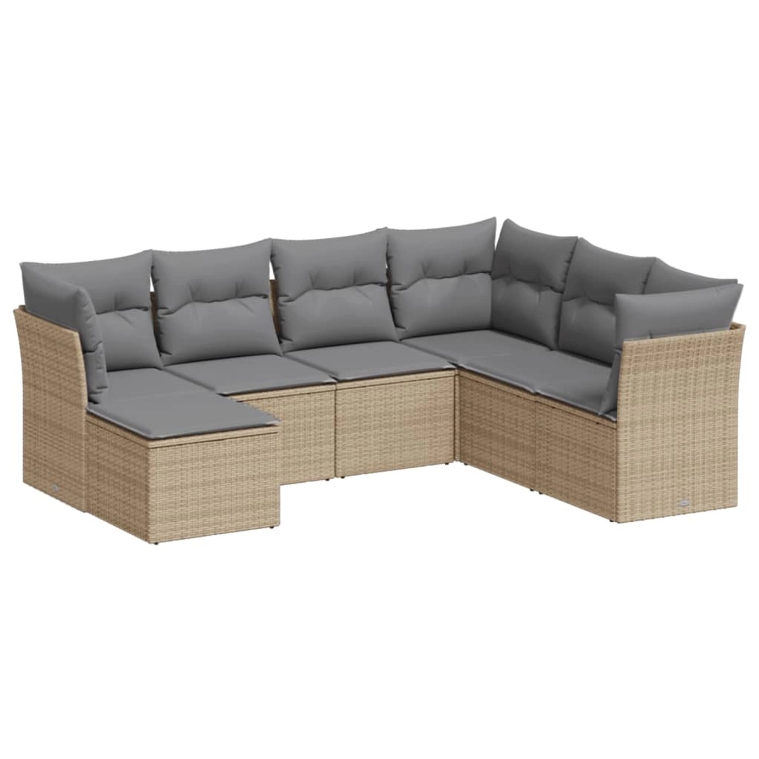 vidaXL 7-tlg Garten-Sofagarnitur mit Kissen Beige Poly Rattan Modell 66