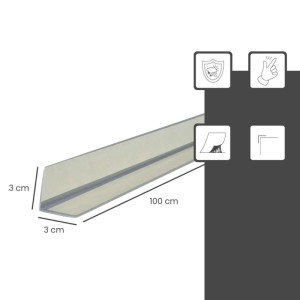 Graues Dalsys PVC Winkelprofil selbstklebend, 100x3x3 cm, für Kantenschutz und Profile.