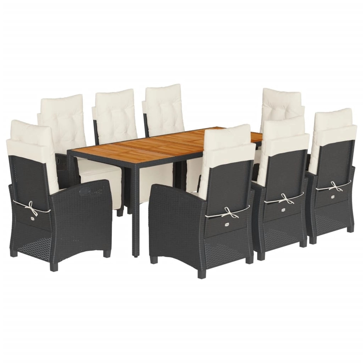 vidaXL 9-Tlg Garten-Essgruppe mit Kissen Schwarz Poly Rattan 3212905 günstig online kaufen