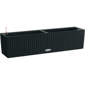 Graphitschwarzer Lechuza Balconera Cottage 80 Blumenkasten (79x19cm) mit Bewässerungssystem.