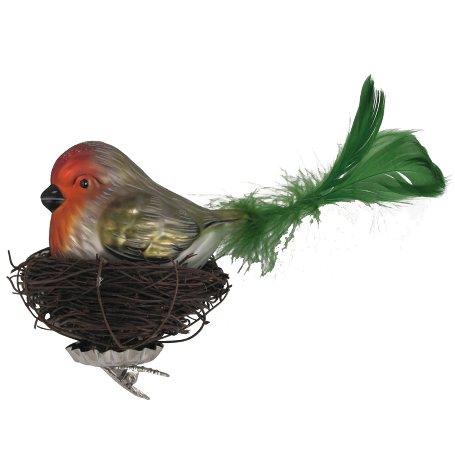 Krebs Glas Lauscha Weihnachtsornament Vogel im Nest 1-tlg. 9cm