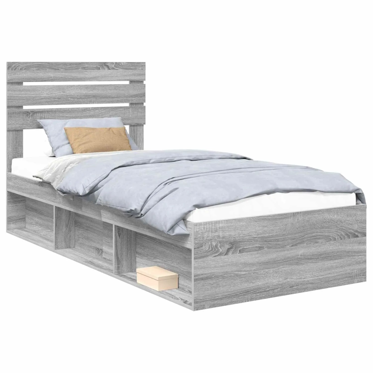 vidaXL Bettrahmen Grau Sonoma 75 x 190 cm Massives Kiefernholz 3411476