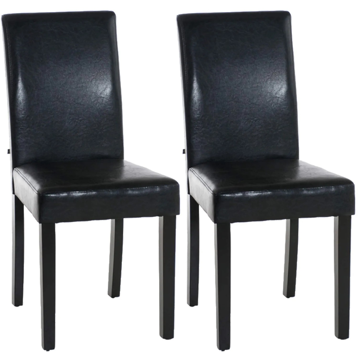 DELUKE 2er Set Esszimmerstuhl DALAN Kunstleder Schwarz 41x47x91cm Schwarz Essstühle Esszimmerstühle Küchenstühle Wohnzimmerstühle