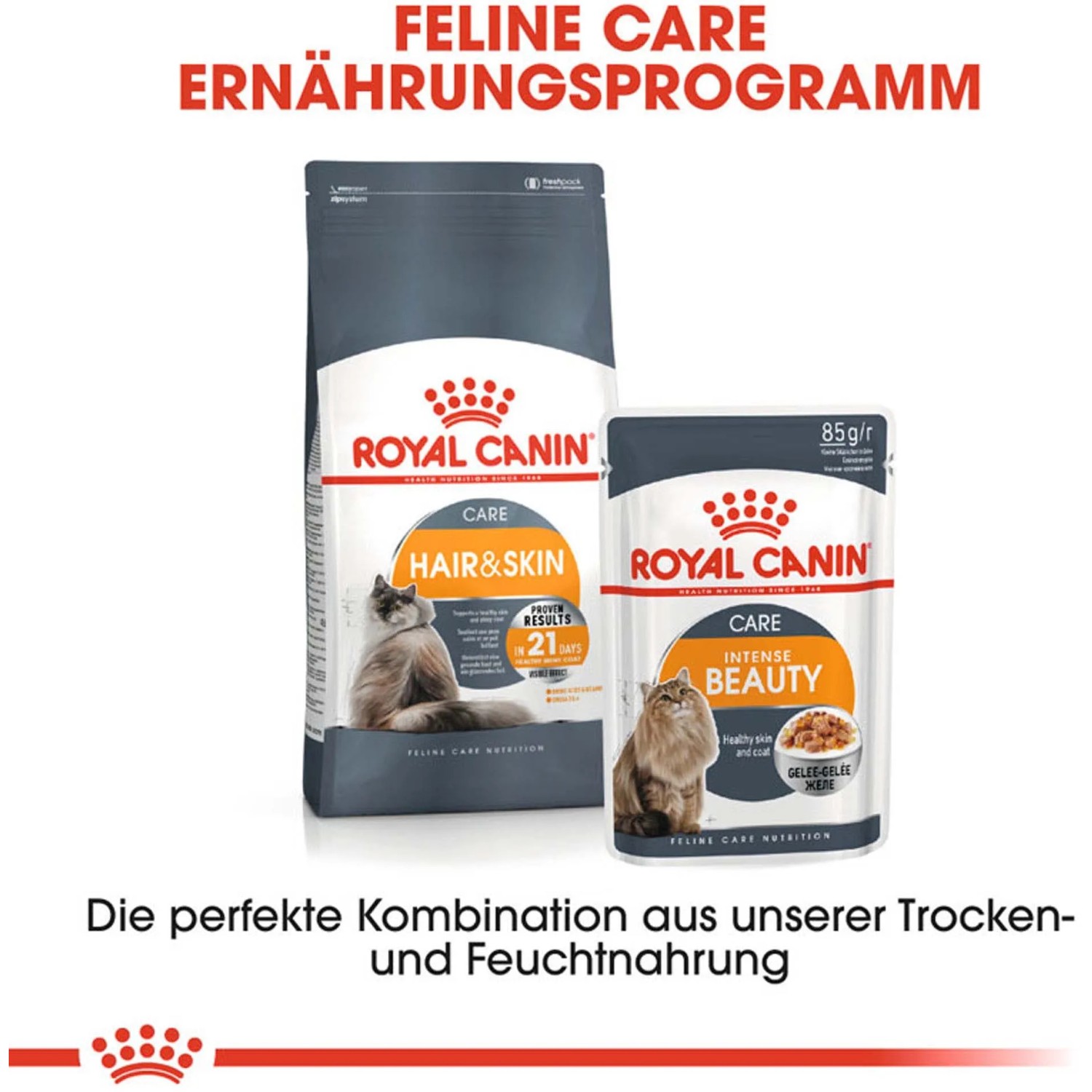 Royal Canin Hair & Skin Care Katzennahrung, Nassfutter und Trockenfutter für gesundes Fell.