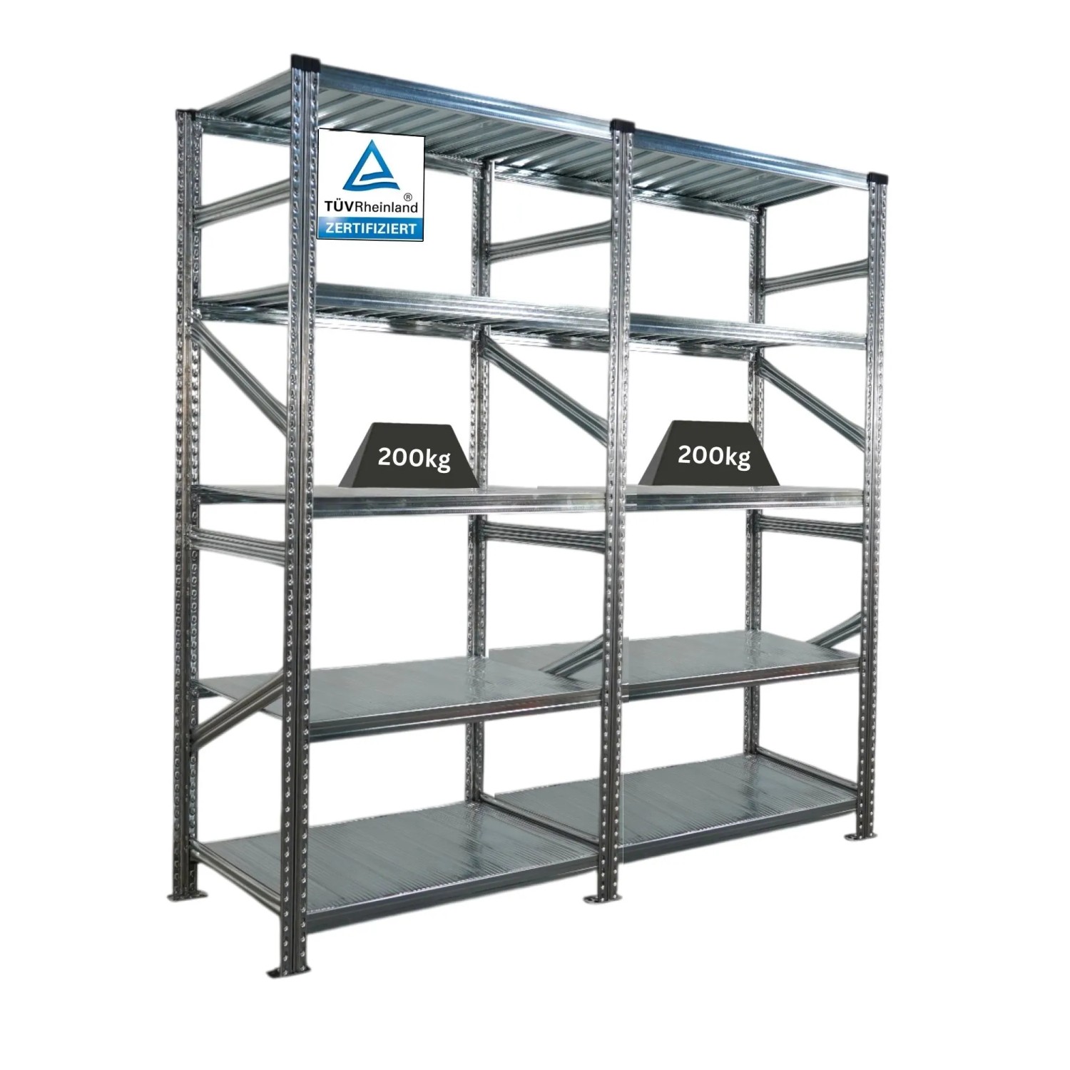 PROREGAL Fachbodenregal Stecksystem Proximo Grundregal HxBxT 200 x 120 x 40 cm 11 Ebenen Fachlast 235 kg Beidseitig Verzinkt