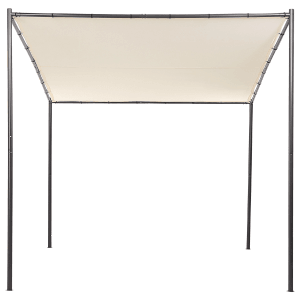 Beige Beliani Garten-Pergola VIMINO mit schwarzem Stahlgestell. Sonnenschutz für Terrasse und Garten.