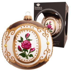 Krebs Glas Lauscha Weihnachtskugel Rosendesign Barock Rot 10cm