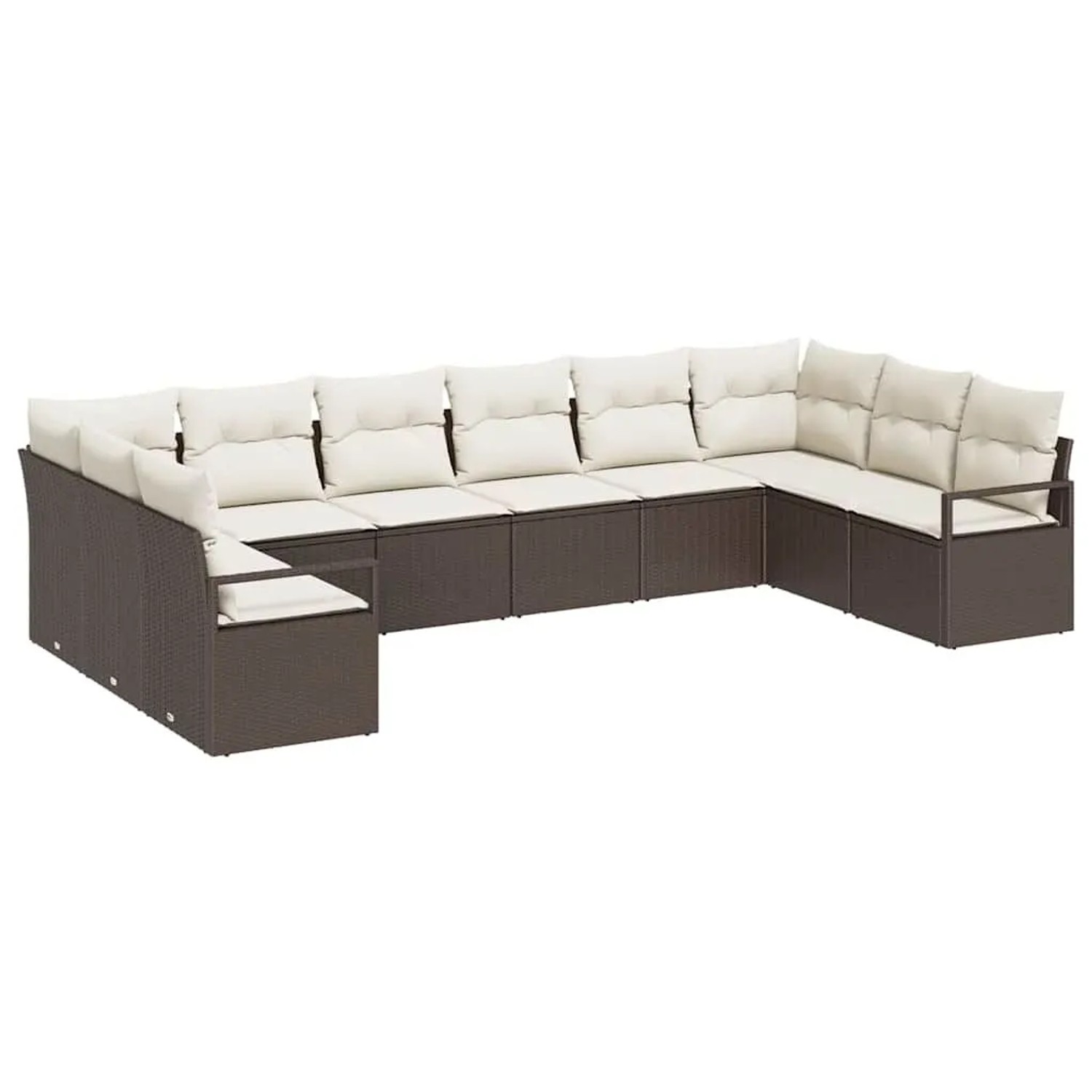 vidaXL Gartensofa-set mit Kissen 10-Tlg Braun und Weiß Poly-Rattan 3355227 günstig online kaufen