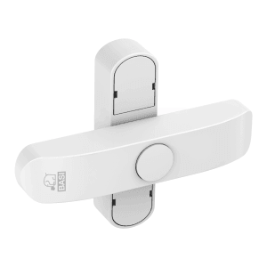 Weiße Basi Fenster-Zusatzsicherung für Doppelflügel, sicherer Schutz für Fenster und Fenstertüren.