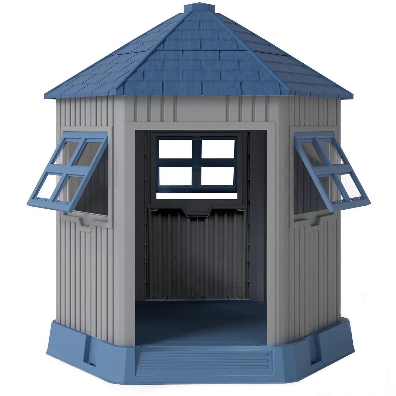 Costway Hundehütte Outdoor Haustierhaus mit Großer Eingang Grau