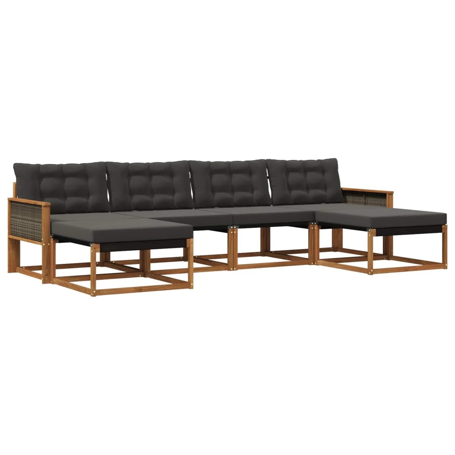 vidaXL Outdoor-Sofagarnitur mit Kissen 6 Stk Natur und Schwarz 3381596