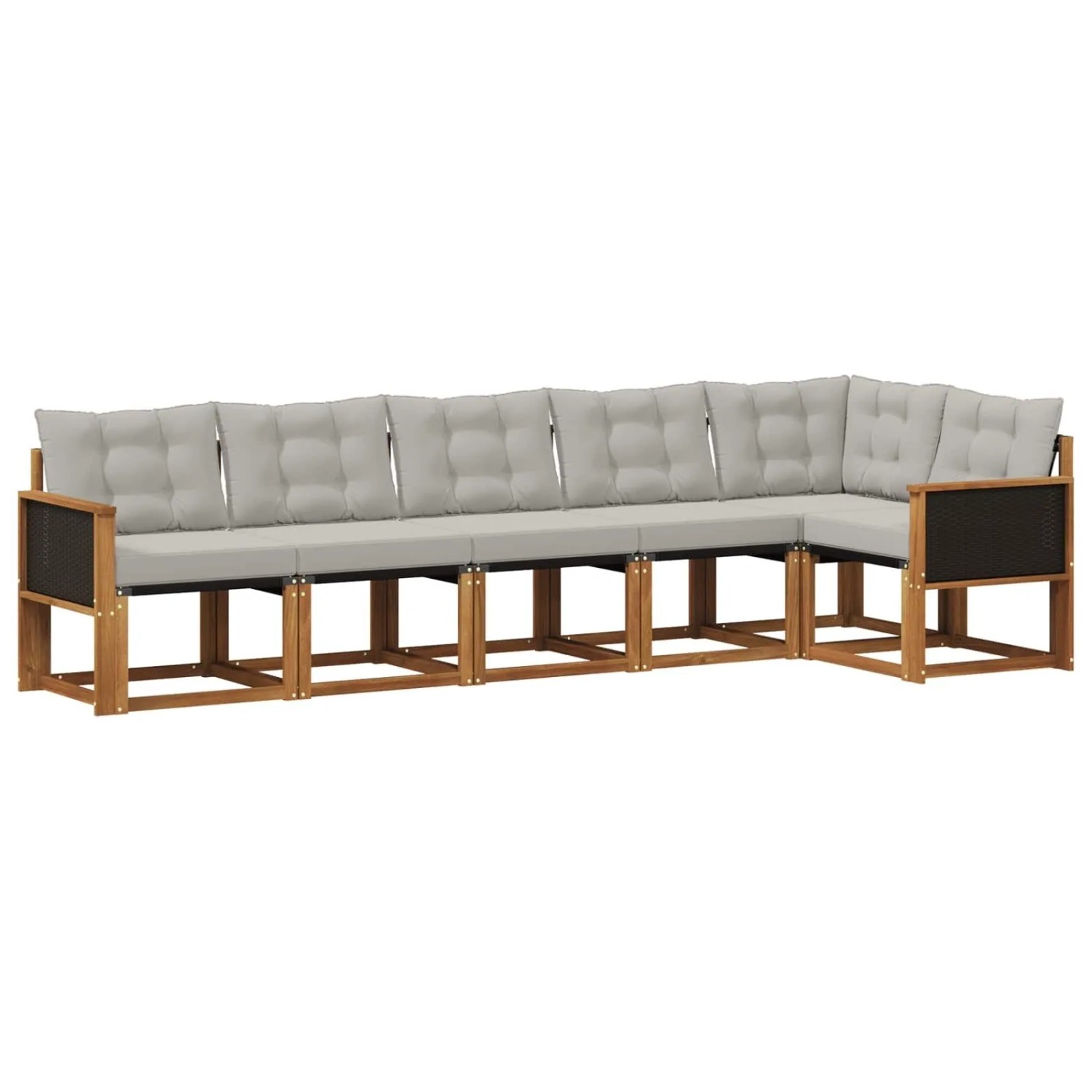 vidaXL Outdoor-Sofagarnitur mit Kissen 6 Stk Natur und Hellgrau 3381975